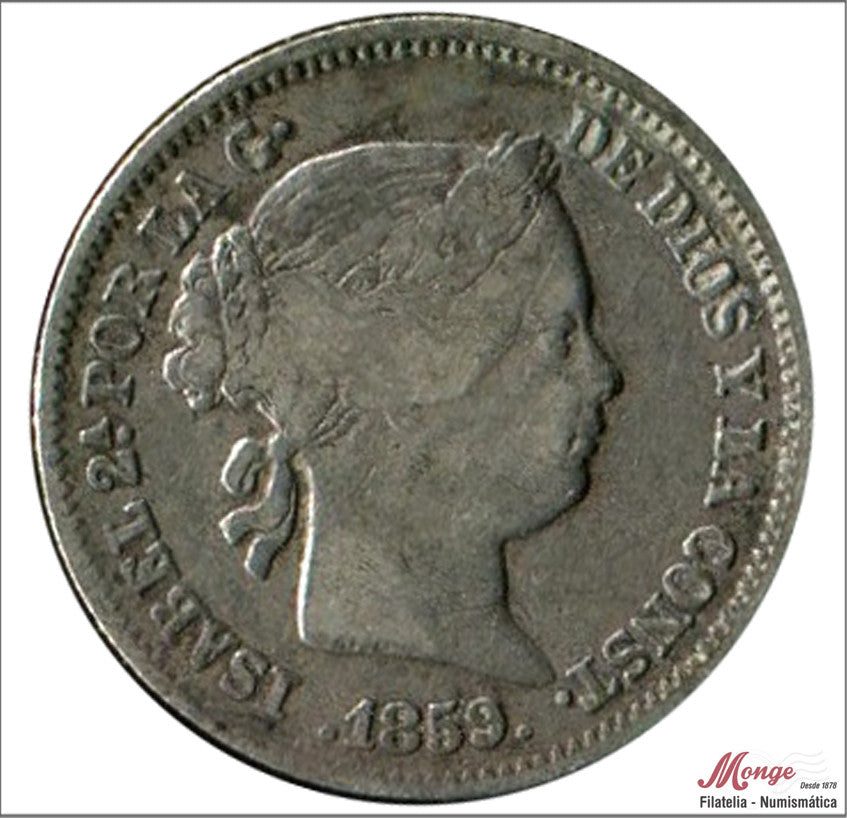 España - 1859 - Isabel II - Nº 00270 - MBC - / VF- - 1 Real 1859 Madrid Ag