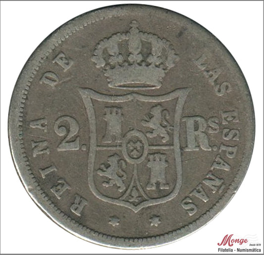 España - 1859 - Isabel II - Nº 00325 - BC / F - 2 Reales 1859 Madrid Ag