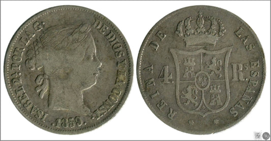 España - 1859 - Isabel II - Nº 00402 - MBC - / VF- - 4 Reales 1859 Barcelona Ag