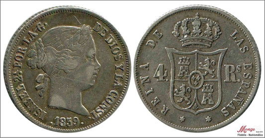 España - 1859 - Isabel II - Nº 00410 - MBC / VF - 4 Reales 1859 Madrid Ag