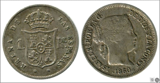 España - 1860 - Isabel II - Nº 00265 - Muy Buena conservación mas - MBC+ / VF+ - 1 Real 1860 Barcelona Ag