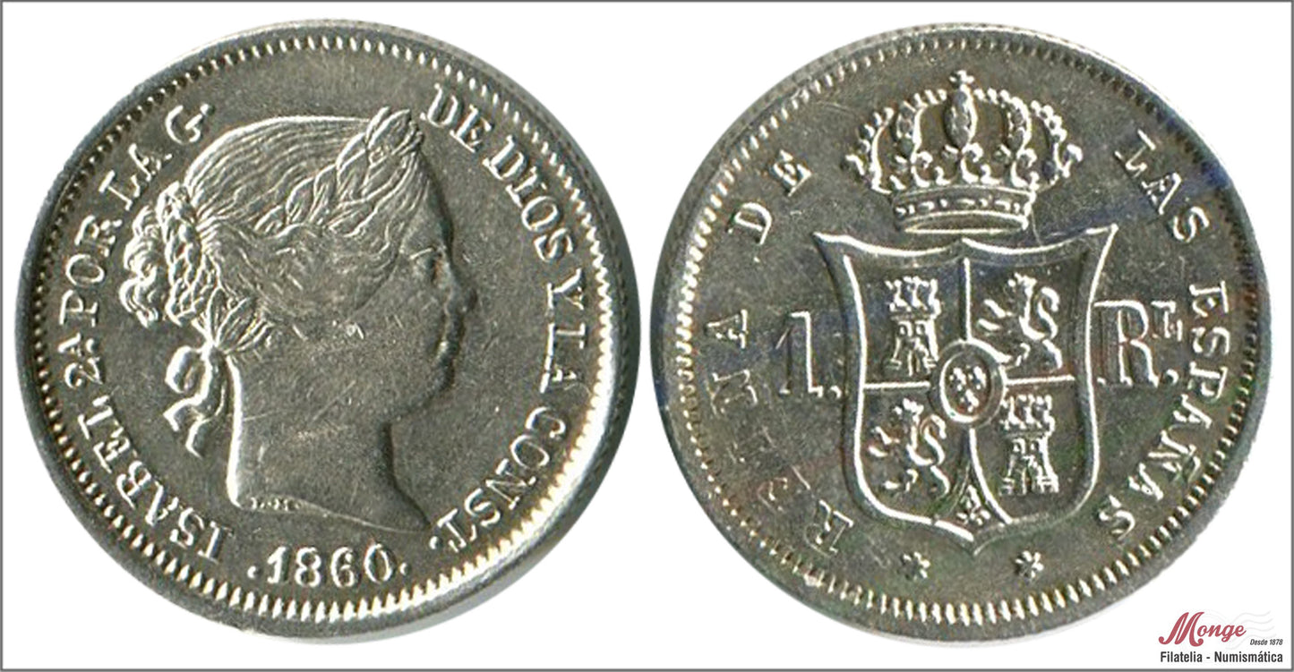 España - 1860 - Isabel II - Nº 00271 - EBC / XF - 1 Real 1860 Madrid Ag