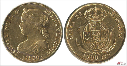 España - 1860 - Isabel II - Nº 00660 - EBC / XF - 100 Reales 1860 Madrid 8,40 gr. oro