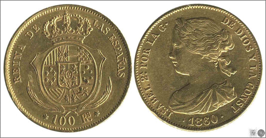 España - 1860 - Isabel II - Nº 00660 - MBC+ / VF+ - 100 Reales 1860 Madrid 8,40 gr. oro