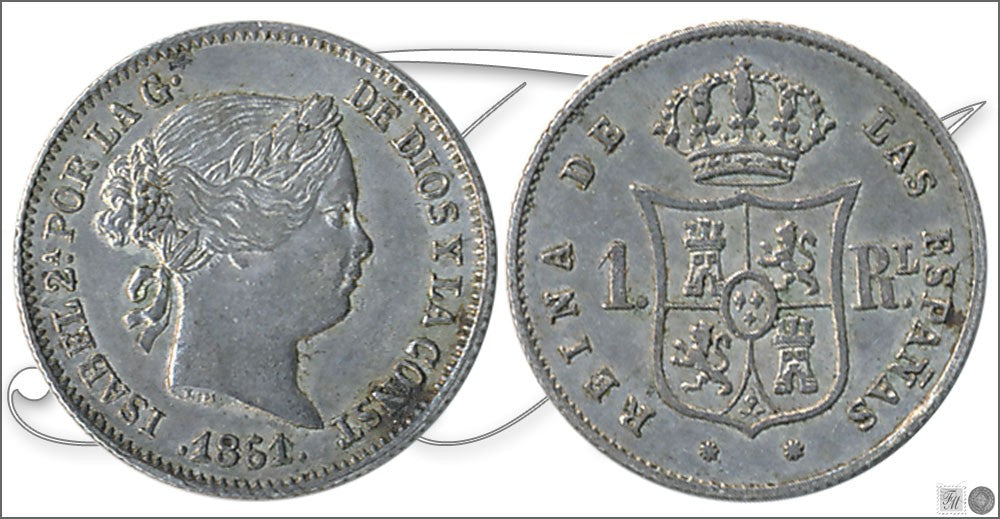 España - 1861 - Isabel II - Nº 00266 - Muy Buena conservación mas - MBC+ / VF+ - 1 Real 1861 Barcelona Ag