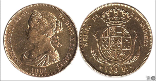 España - 1861 - Isabel II - Nº 00661 - EBC / XF - 100 Reales 1861 Madrid 8,40 gr. oro