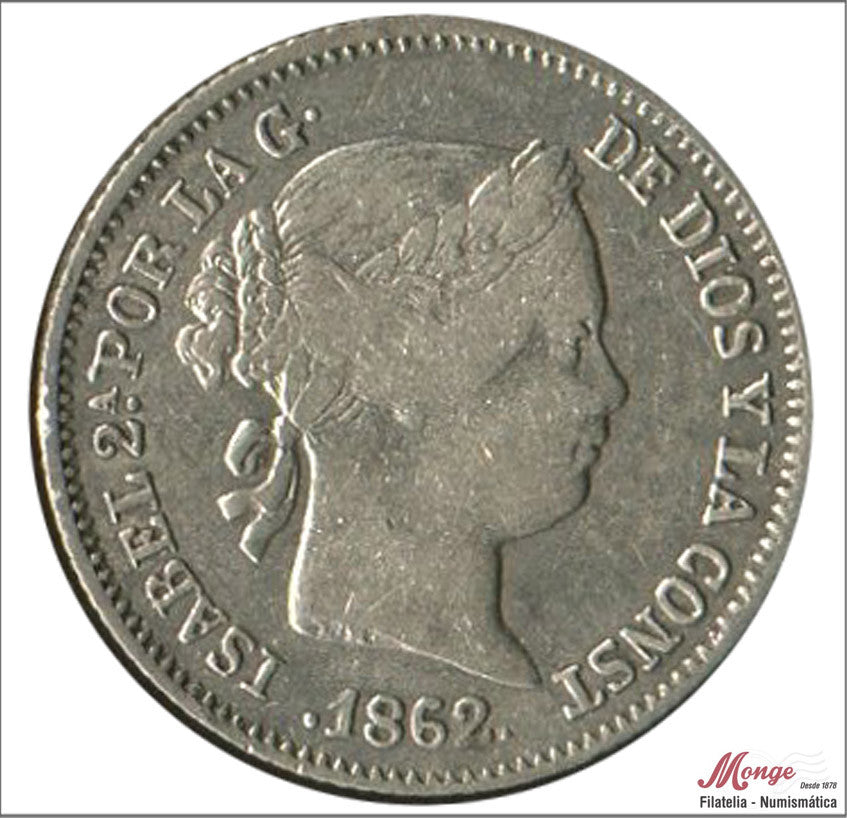 España - 1862 - Isabel II - Nº 00267 - MBC+ / VF+ - 1 Real 1862 Barcelona - plata