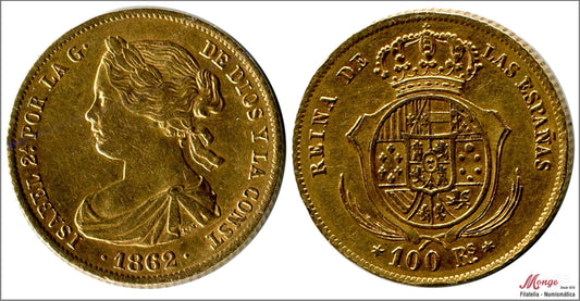 España - 1862 - Isabel II - Nº 00662 - MBC / VF - 100 Reales 1862 Madrid 8,40 gr. oro