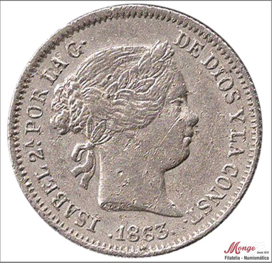 España - 1863 - Isabel II - Nº 00268 - BC / F - 1 Real 1863 Barcelona Ag - descolgada