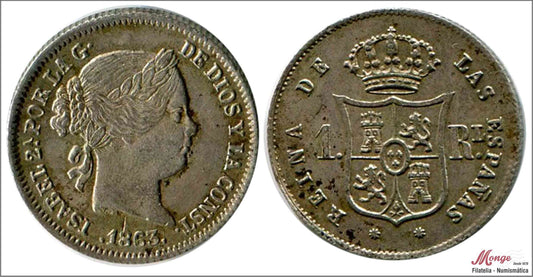 España - 1863 - Isabel II - Nº 00268 - EBC- / XF- - 1 Real 1863 Barcelona Ag