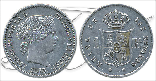 España - 1863 - Isabel II - Nº 00281 - EBC- / XF- - 1 Real 1863 Sevilla Ag