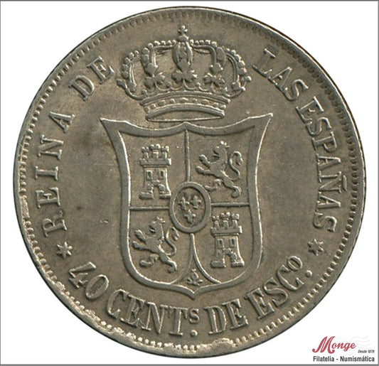 España - 1864 - Isabel II - Nº 00424 - EBC- / XF- - 40 centimos de escudo 1864 Madrid Ag