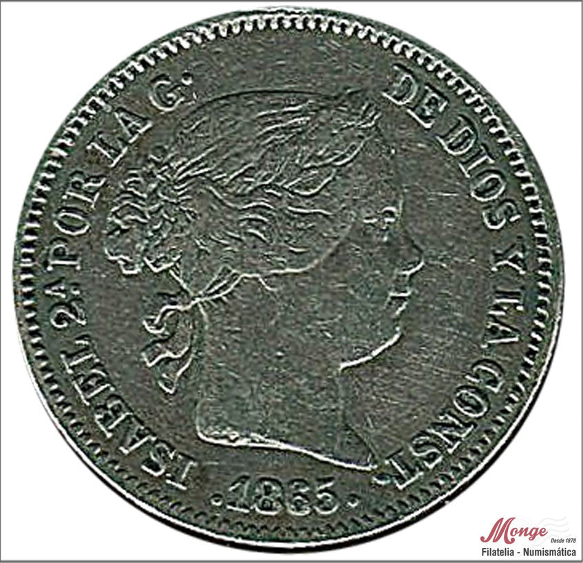 España - 1865 - Isabel II - Nº 00287 - MBC / VF - 10 Centimos 1865 Sevilla Ag