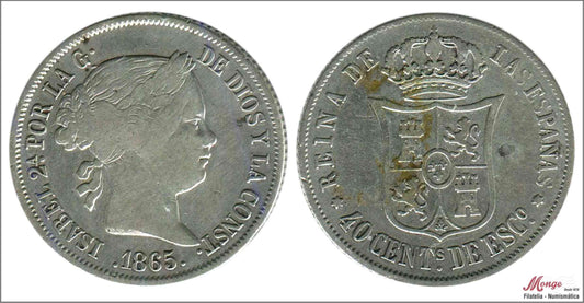 España - 1865 - Isabel II - Nº 00425 - MBC- / MBC - 40 centimos 1865 Madrid Ag