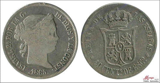 España - 1865 - Isabel II - Nº 00425 - MBC - / VF- - 40 centimos 1865 Madrid Ag - OFERTA