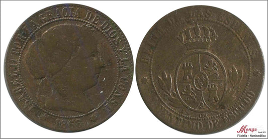 España - 1868 - Isabel II - Nº 00072 - MBC / VF - 1 Centimo 1868 OM Barcelona Cu