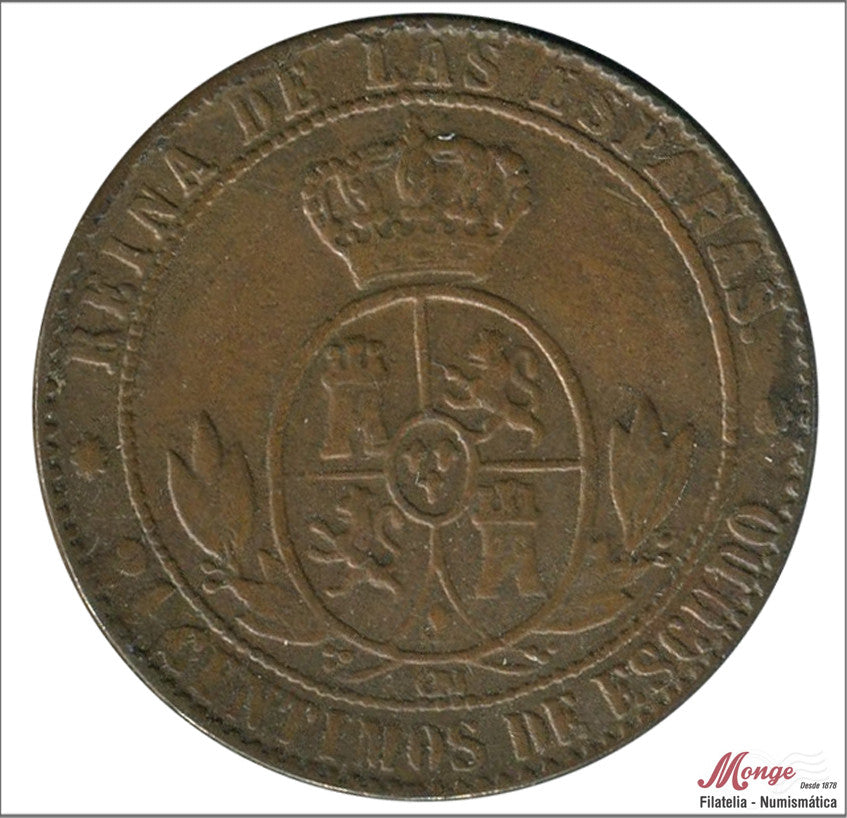 España - 1868 - Isabel II - Nº 00132 - BC- / F- - 2 1/2 Centimos 1868 Barcelona OM Cu