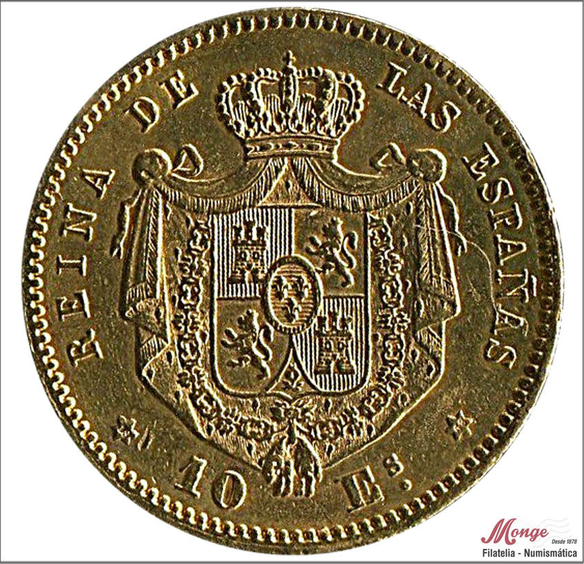 España - 1868 - Isabel II - Nº 00668 - MBC / VF - 10 Escudos 1868 (*68) Madrid / 8,40 gr. oro