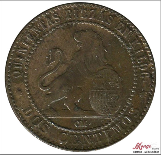 España - 1870 - Gobierno Provisional - Nº 00008 - MBC+ / VF+ - 2 centimos 1870 OM Cu