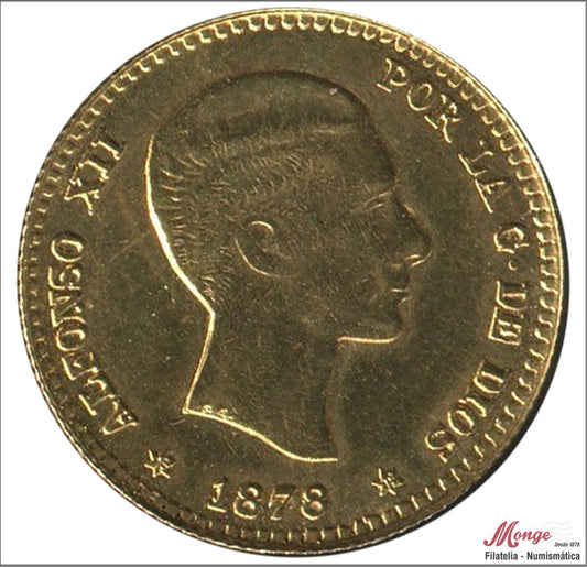 España - 1878 - Alfonso XII - Nº 00157 - EBC / XF - 10 Pesetas 1878 (*18*78) EMM / 3,20 gr. oro