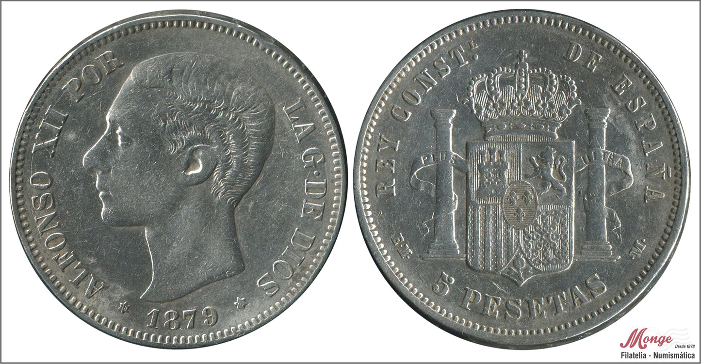 España - 1879 - Alfonso XII - Nº 00131 - MBC / MBC+ - 5 pesetas 1879 (*18*79) EMM - 24,90 gr. plata