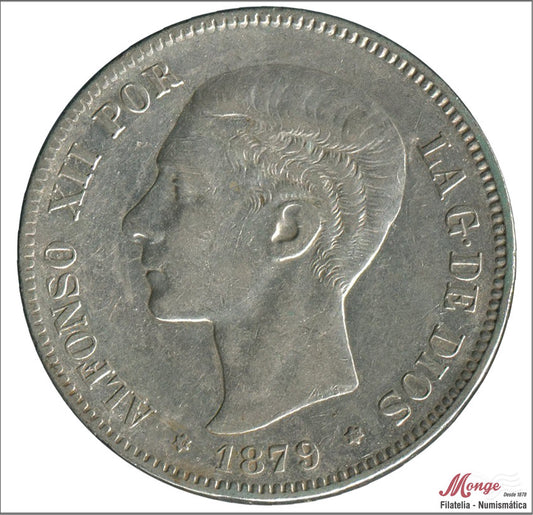 España - 1879 - Alfonso XII - Nº 00131 - MBC / VF - 5 pesetas 1879 (*8*79) EMM - 24,95 gr. plata