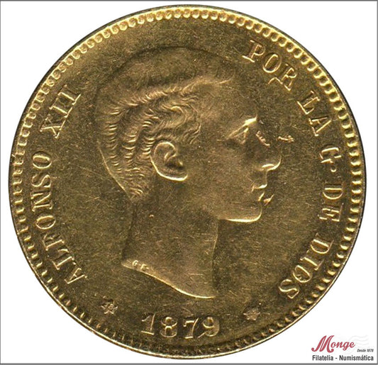 España - 1879 - Alfonso XII - Nº 00176 - EBC- / XF- - 25 pesetas 1879 (*18*79) EMM 8 gr. oro