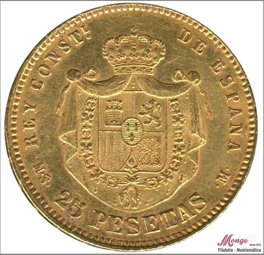 España - 1881 - Alfonso XII - Nº 00179 - EBC / XF - 25 pesetas 1881 (*18*81) MSM 8 gr. oro