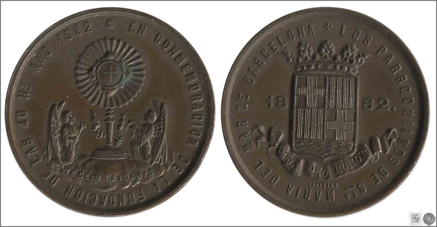 España - 1882 - Medalla - EBC / XF - Santa Mª del Mar Barcelona / 34 mm. Cu