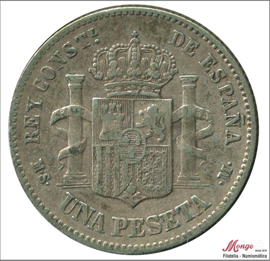 España - 1885 - Alfonso XII - Nº 00066 - MBC - / VF- - 1 peseta 1885 (*86) MSM Ag - OCASION