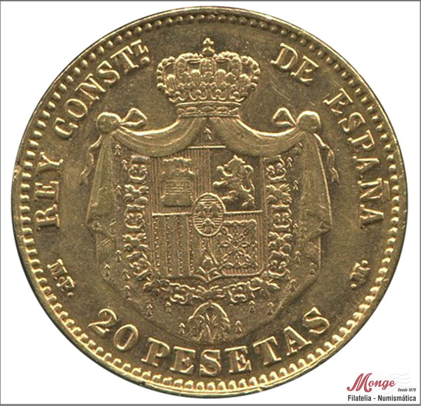 España - 1890 - Alfonso XIII - Nº 00166 - MBC+ / VF+ - 20 pesetas 1890 (*18*90) MPM 6,45 gr. oro