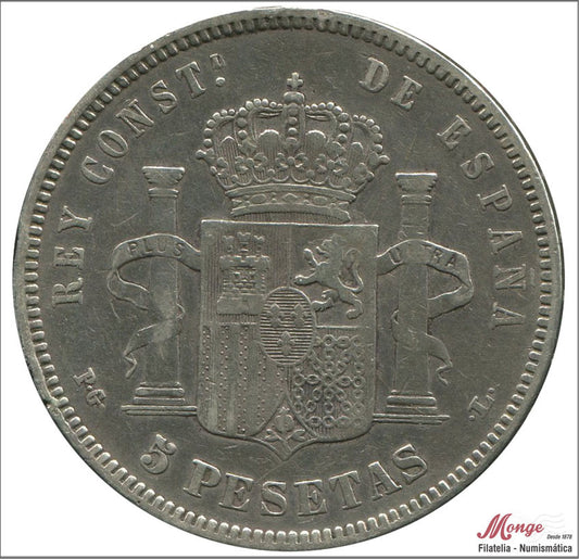 España - 1893 - Alfonso XIII - Nº 00148 - BC / F - 5 pesetas 1893 PGL - 25 gr. plata - foto generica