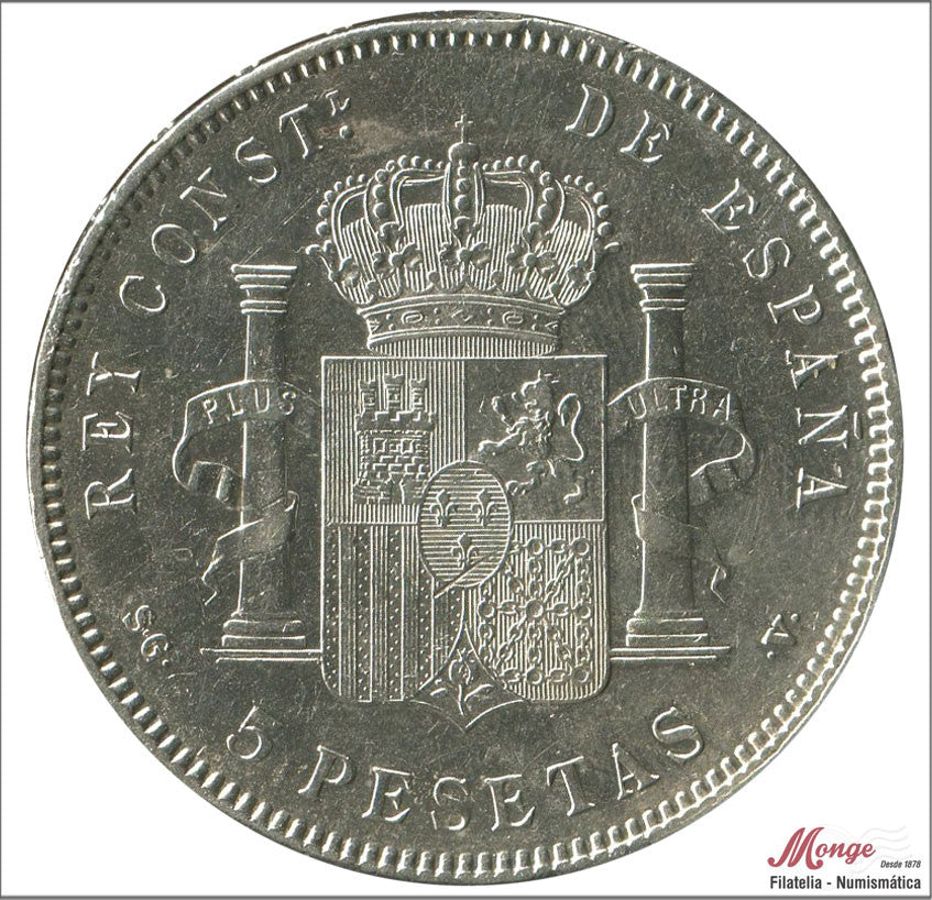 España - 1898 - Alfonso XIII - Nº 00153 - EBC- / XF- - 5 pesetas 1898 (*18*98) SGV Ag - golpecito