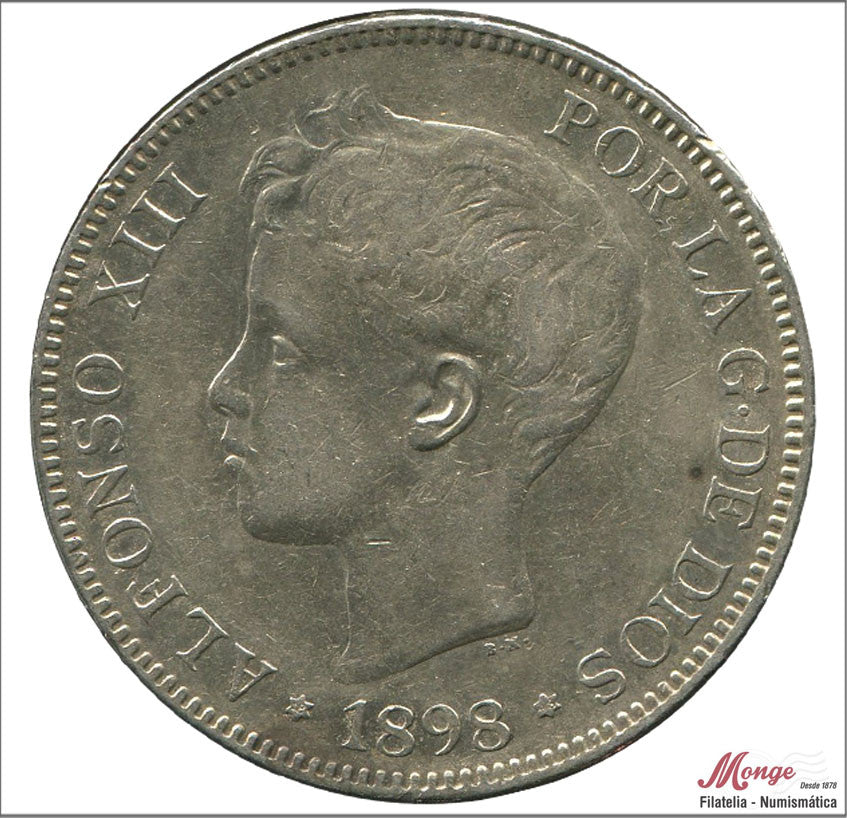 España - 1898 - Alfonso XIII - Nº 00153 - MBC+ / VF+ - 5 pesetas 1898 (*18*98) SGV - 25 gr. plata