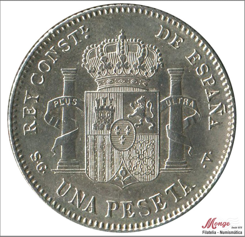 España - 1899 - Alfonso XIII - Nº 00072 - S/C- aUNC - 1 peseta 1899 (*18*99) SGV Ag / Preciosa