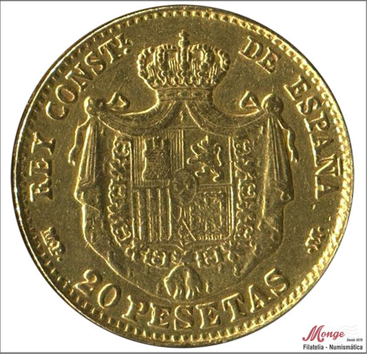 España - 1899 - Alfonso XIII - Nº 00168 - MBC - / VF- - 20 pesetas 1899 (*18*99) SMV 6,45 gr. oro