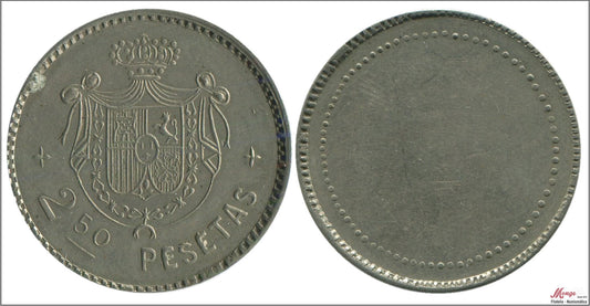 España - 1900 - Cooperativas - Nº N-1900-01 - EBC / XF - Ficha Casino años 1900-1920 - 2,50 pesetas CuNi escasa