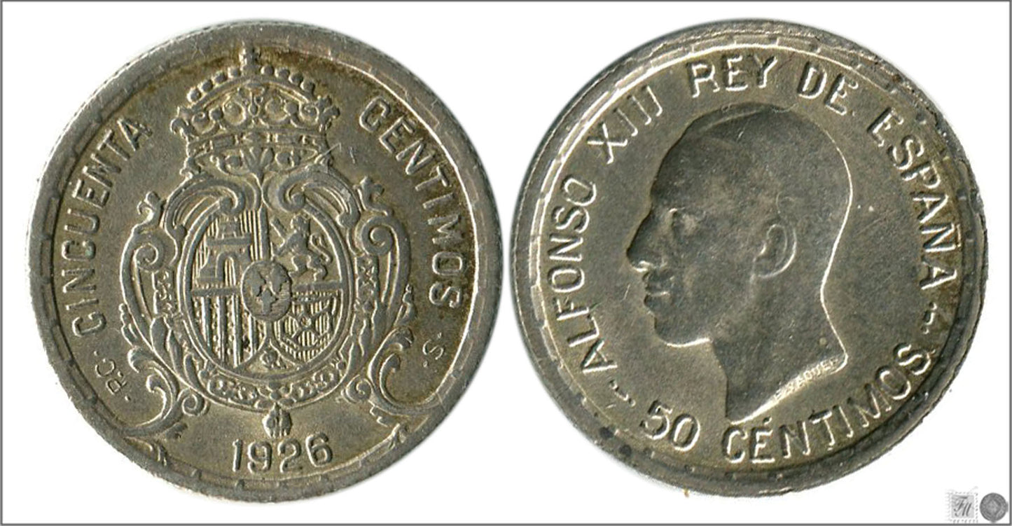 España - 1926 - Alfonso XIII - Nº 00048 - S/C- aUNC - 50 centimos 1926 PCS Ag