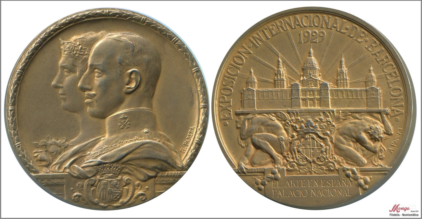 España - 1929 - Medalla - EBC- / XF- - Exposicion Internacional Barcelona 1929 / 72,10 gr. plata / Numero 916