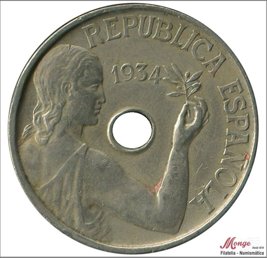 España - 1934 - 2ª República - Nº 00191 - MBC / VF - 25 centimos 1934 Niquel