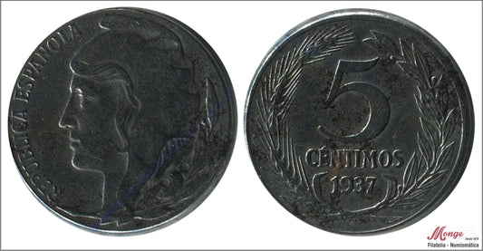 España - 1937 - 2ª República - Nº 00189 - MBC / VF - 5 Centimos 1937 hierro