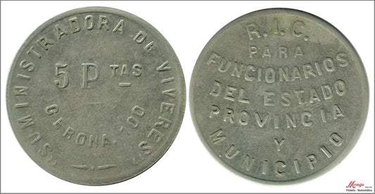 España - 1937 - Cooperativas - Nº AL-0925 - MBC / VF - 5 pesetas del 1937/ Suministros Viveres R.I.C