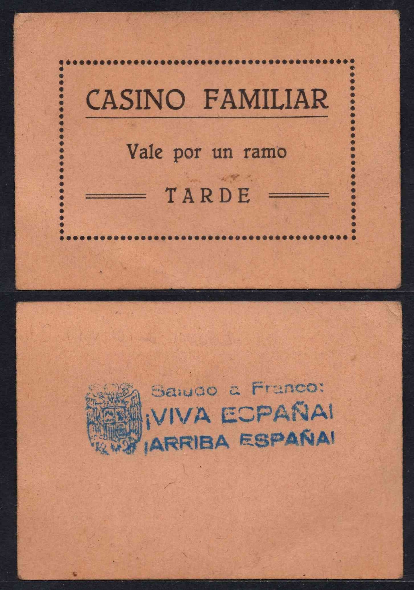 España - 1937 - Cooperativas - Nº NC-119 - EBC / XF - Vale por 1 Ramo/ Casino Familiar