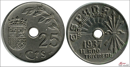 España - 1937 - Franco - Nº 00247 - MBC / VF - 25 centimos 1937