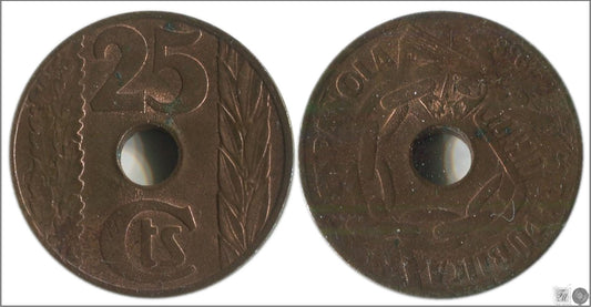 España - 1938 - 2ª República - Nº 00192 - BC / F - 25 centimos 1938 Cu