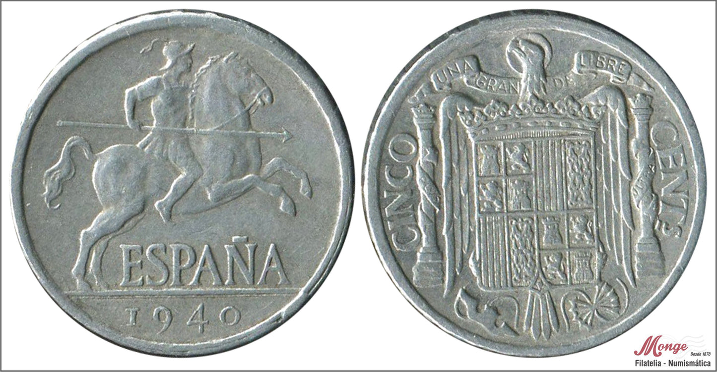 España - 1940 - Franco - Nº 00238 - MBC / VF - 5 centimos 1940