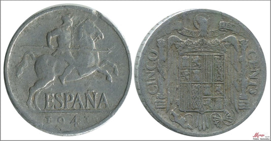 España - 1941 - Franco - Nº 00239 - BC / F - 5 centimos 1941