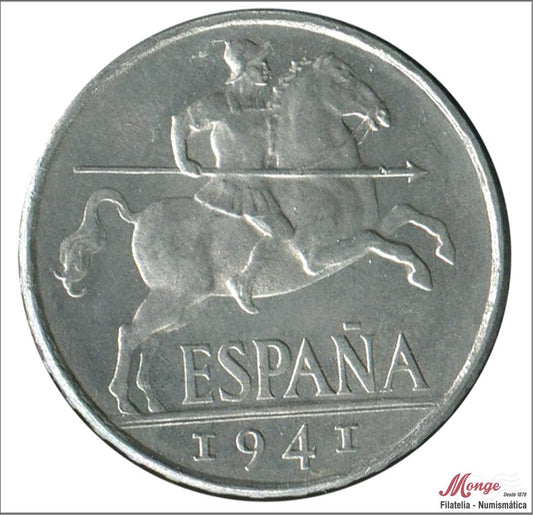 España - 1941 - Franco - Nº 00243a - SC-/SC - 10 centimos 1941 / Error PLVS con V