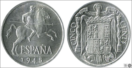 España - 1945 - Franco - Nº 00240 - EBC / XF - 5 centimos 1945