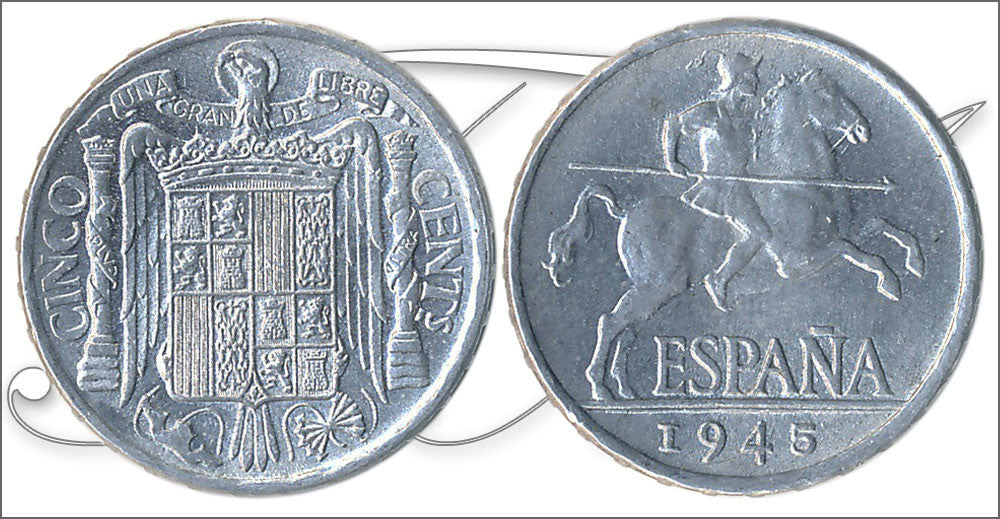 España - 1945 - Franco - Nº 00240 - S/C / UNC - 5 ct 1945